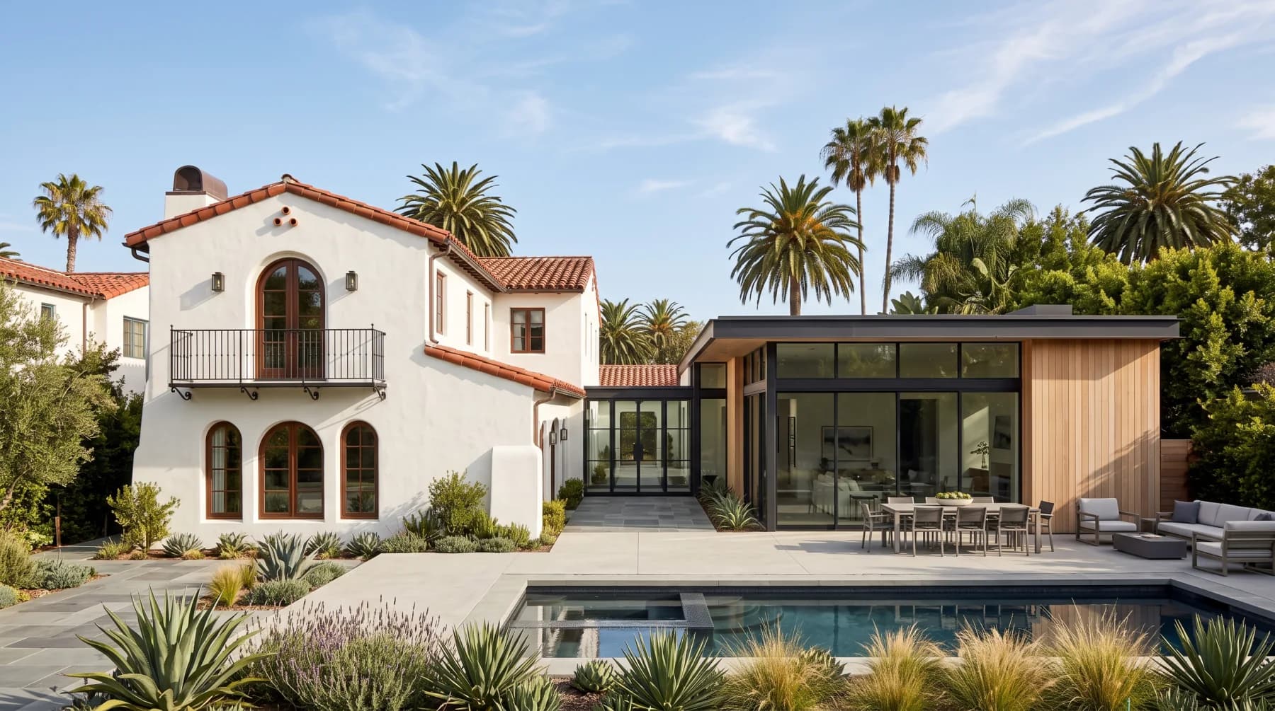 Conceptual Los Angeles single-family house with a modern rear addition