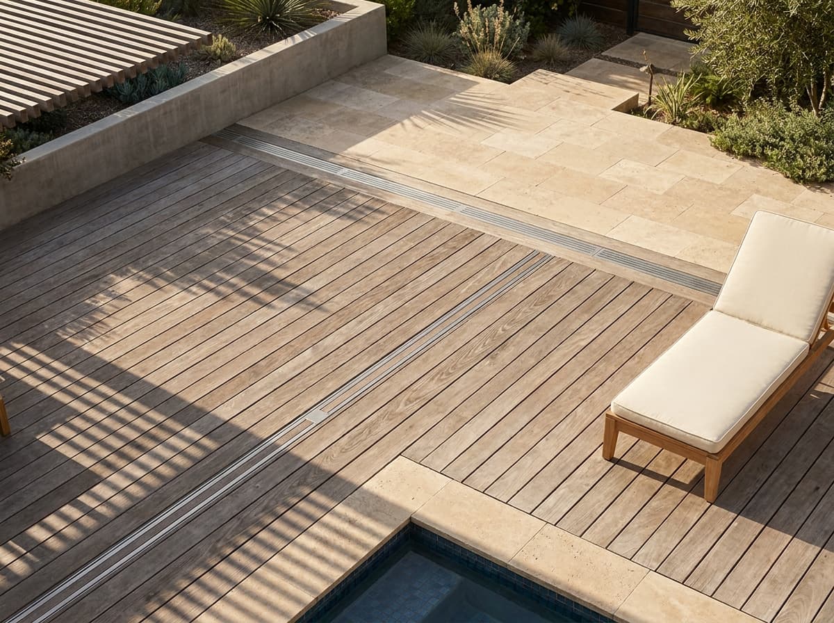 Pool deck and patio design layout