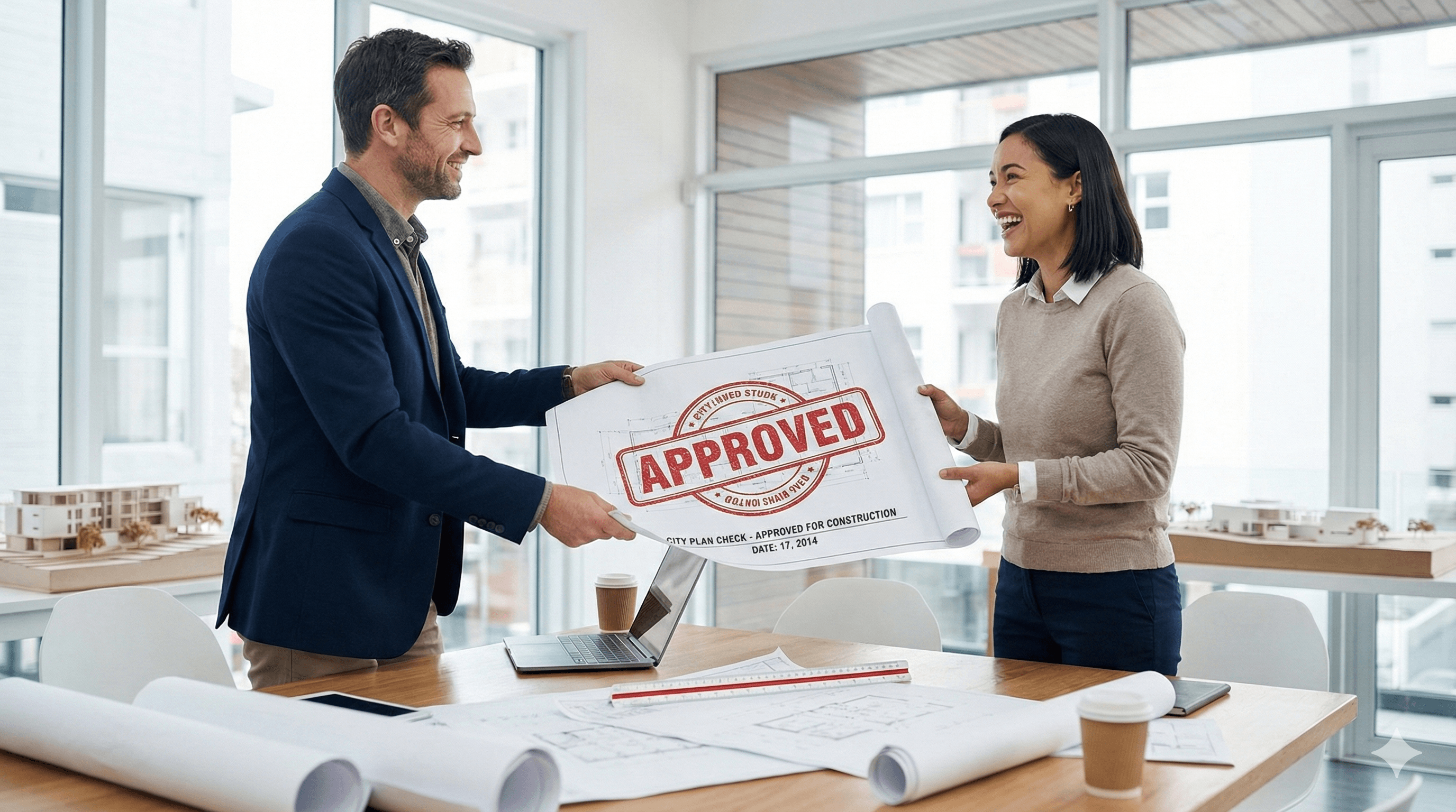 Approved building permit with a licensed professional stamp