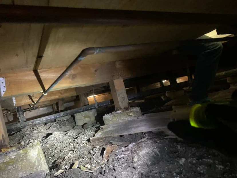 Rotted support post due to water damage