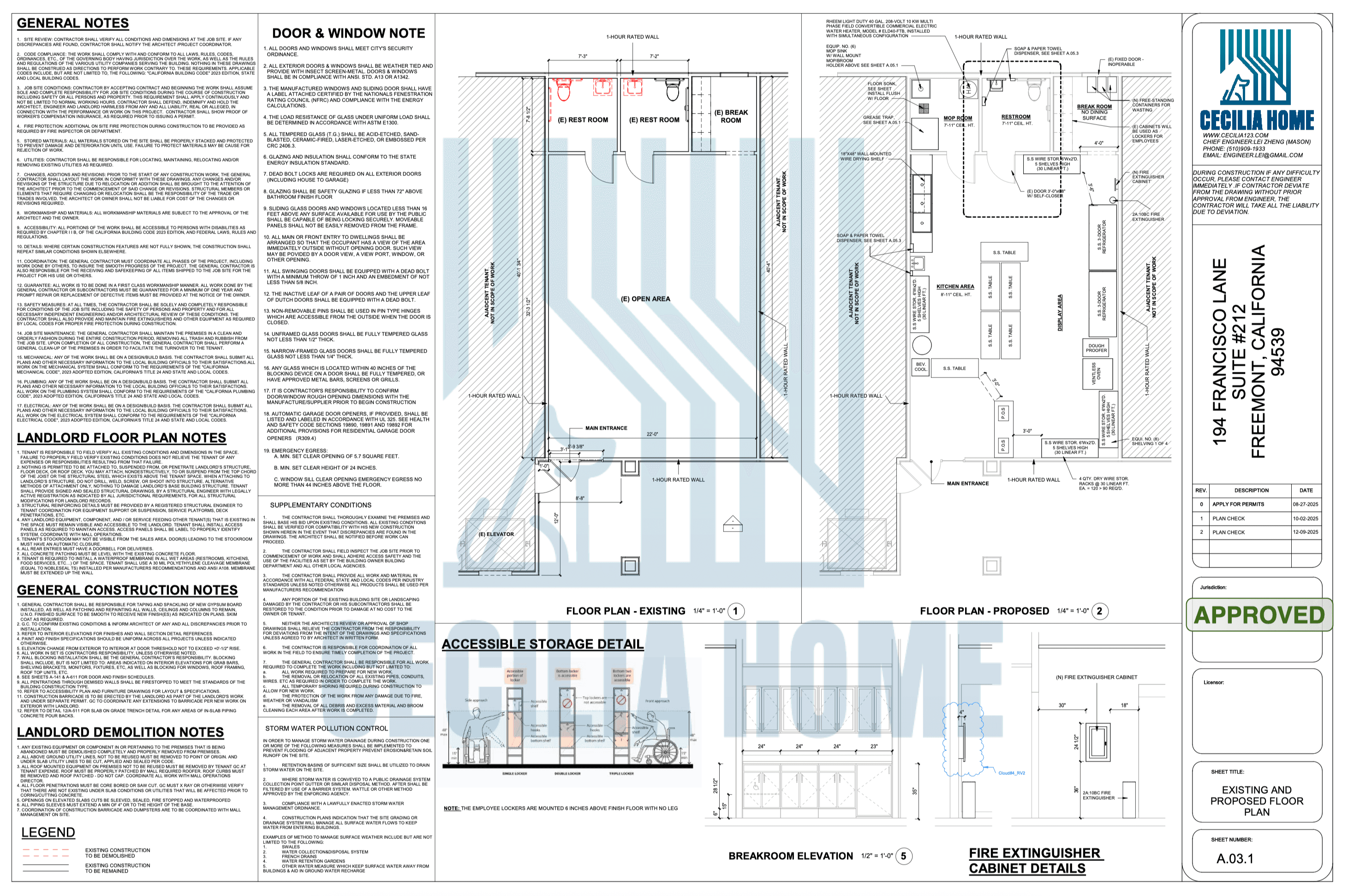 Revised code-compliant kitchen plan with proper equipment clearances