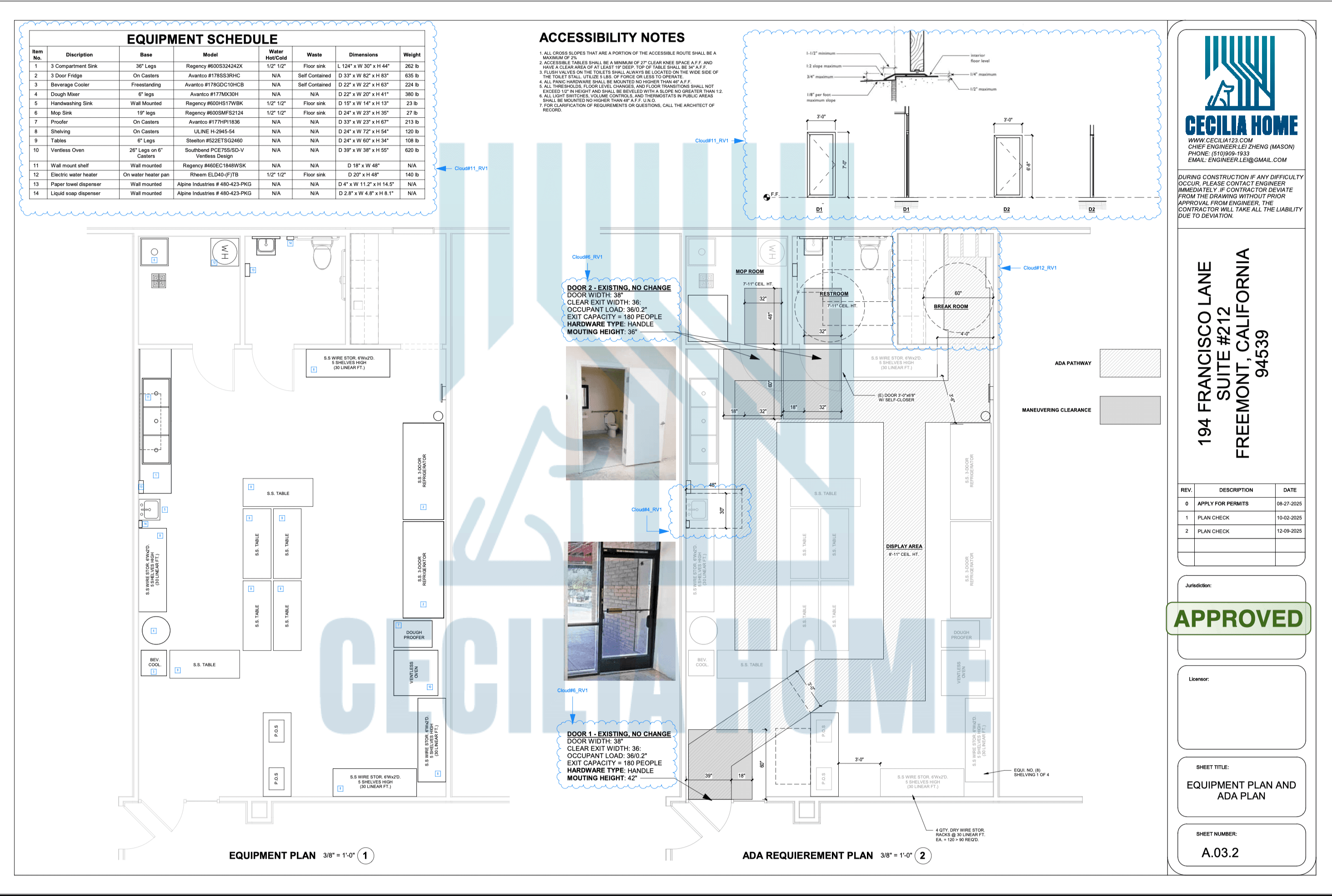 Updated plumbing and mechanical drawings meeting City requirements