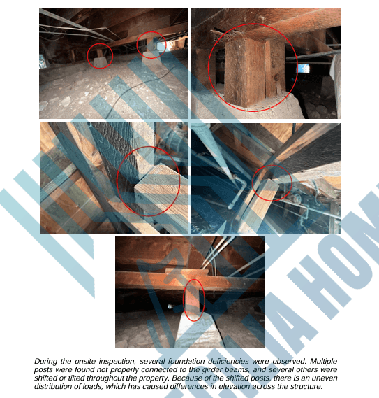 Missing footings and foundation deficiencies