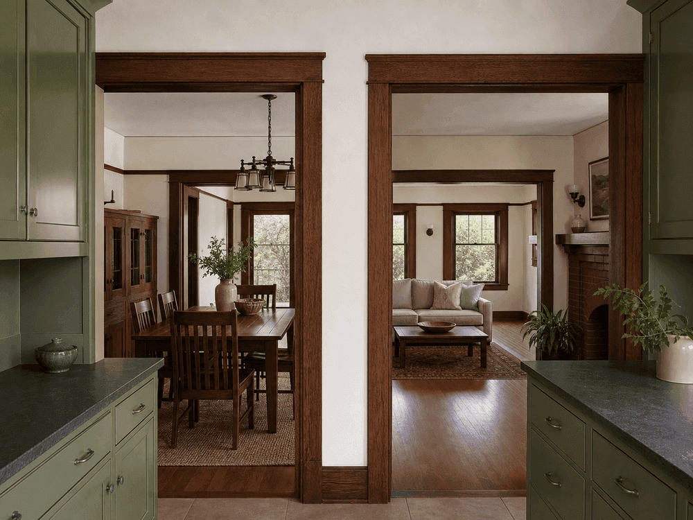 Enclosed Craftsman kitchen before the wall removal