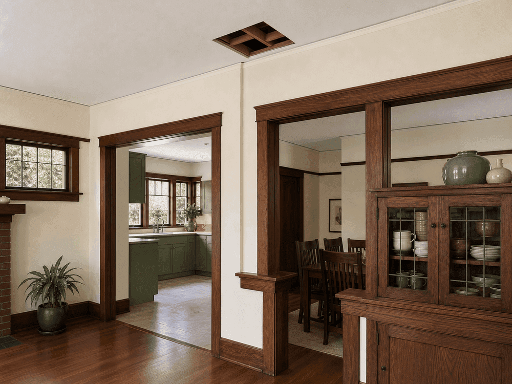 Joists meeting above the original Craftsman wall junction