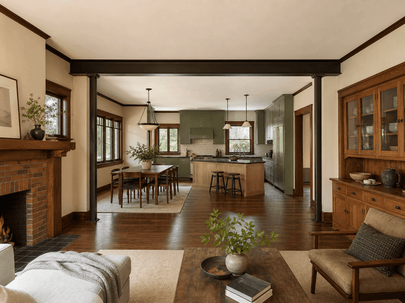 Oakland Craftsman opened with a 22-foot exposed steel beam