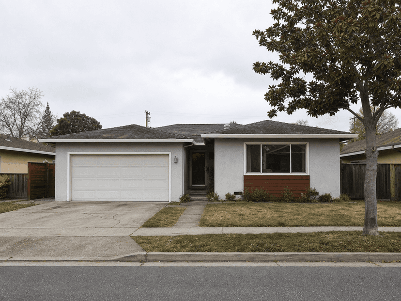Front exterior of single-story San Jose ranch home before second-story addition