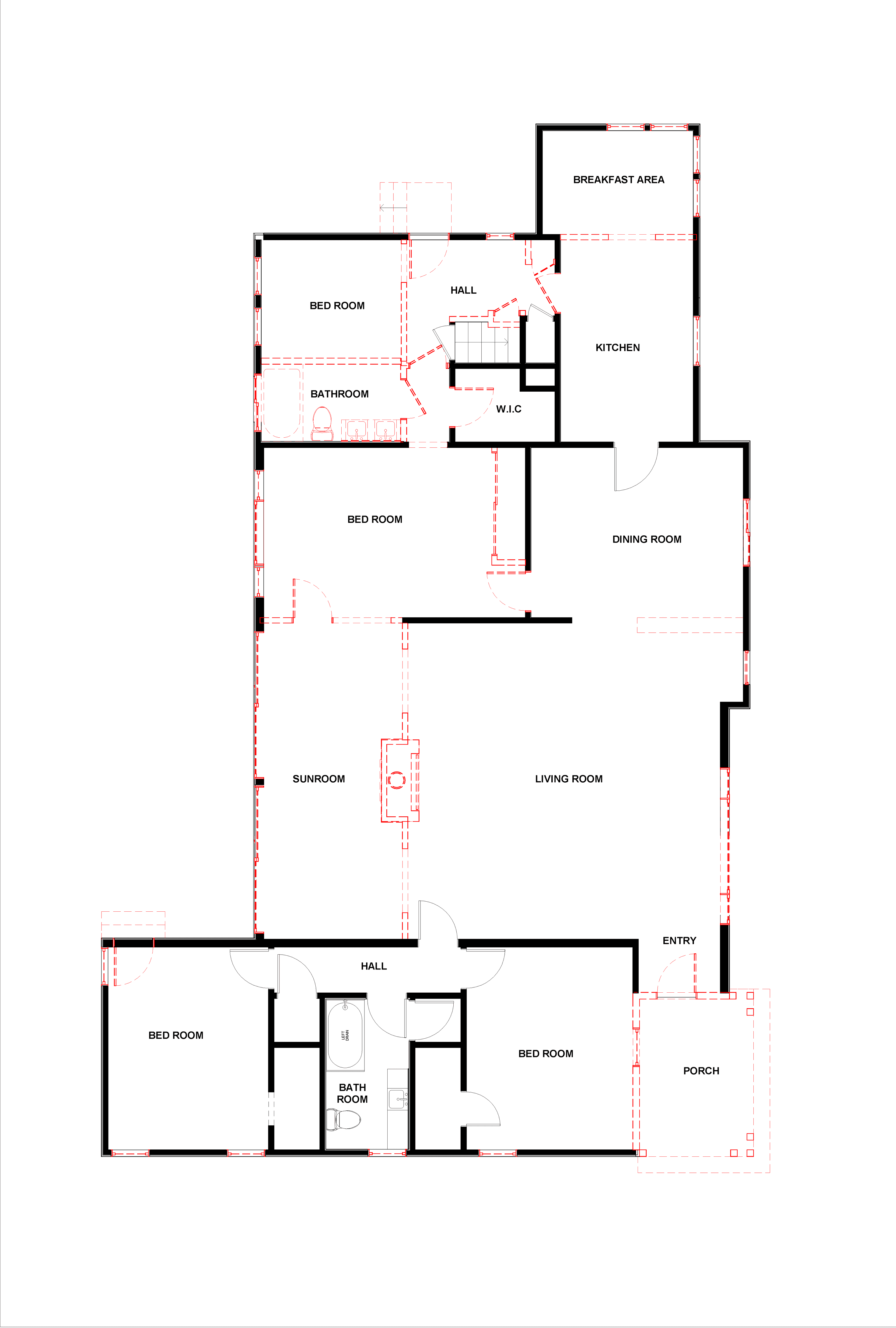 Floor plan layout for the remodeled home