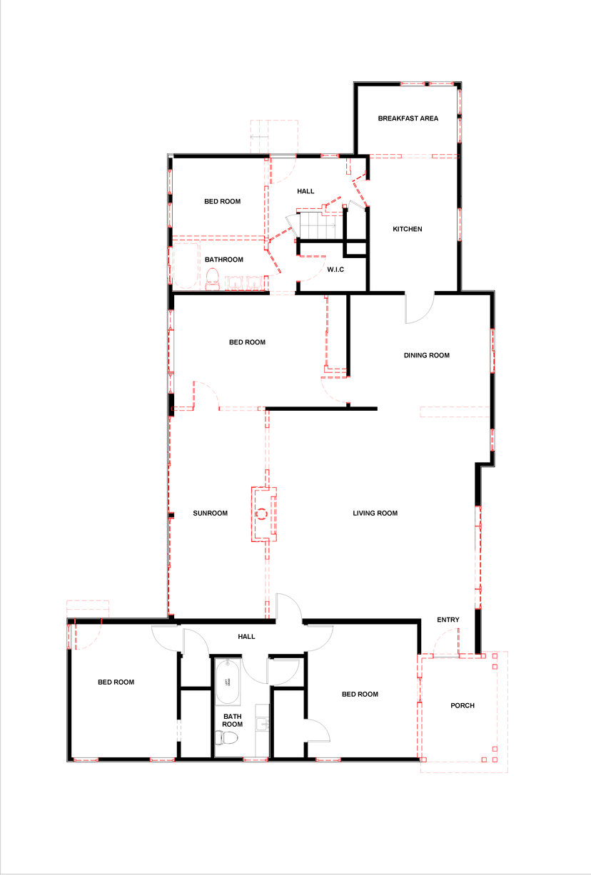 Floor plan layout for the remodeled home