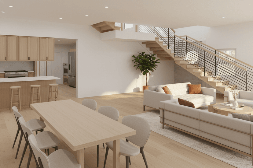 Finished second-floor living space with added area