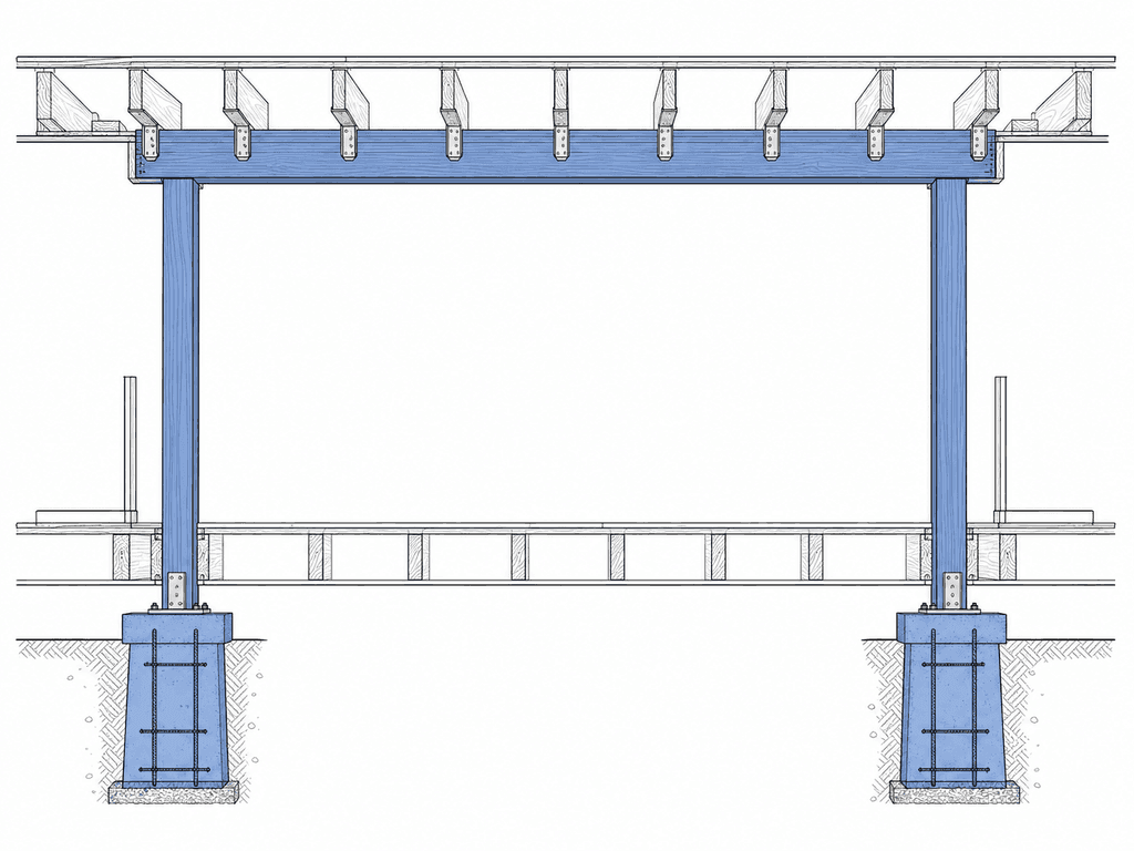 Structural framing plan for the concealed LVL beam and end posts