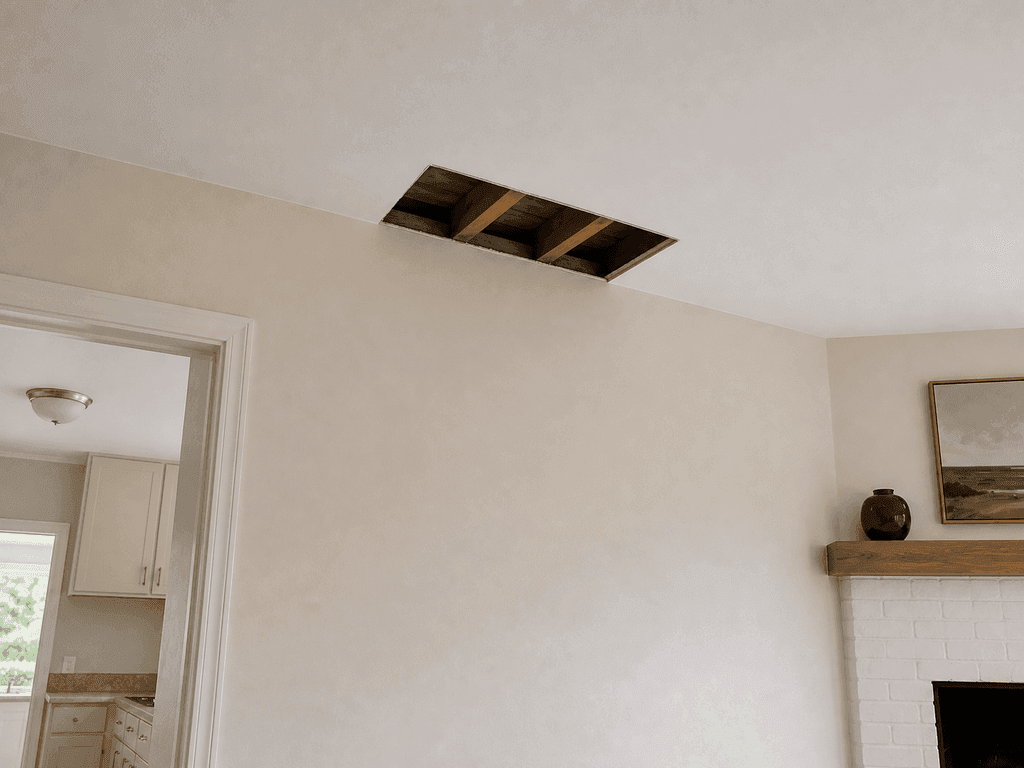 Ceiling framing bearing above the wall before removal