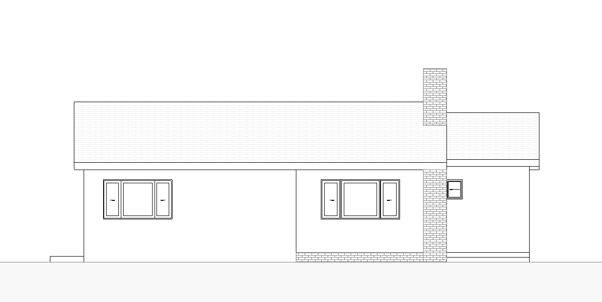 Exterior elevation drawing showing JADU facade and window placement