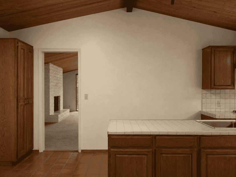 Closed Walnut Creek kitchen wall before moment-frame installation