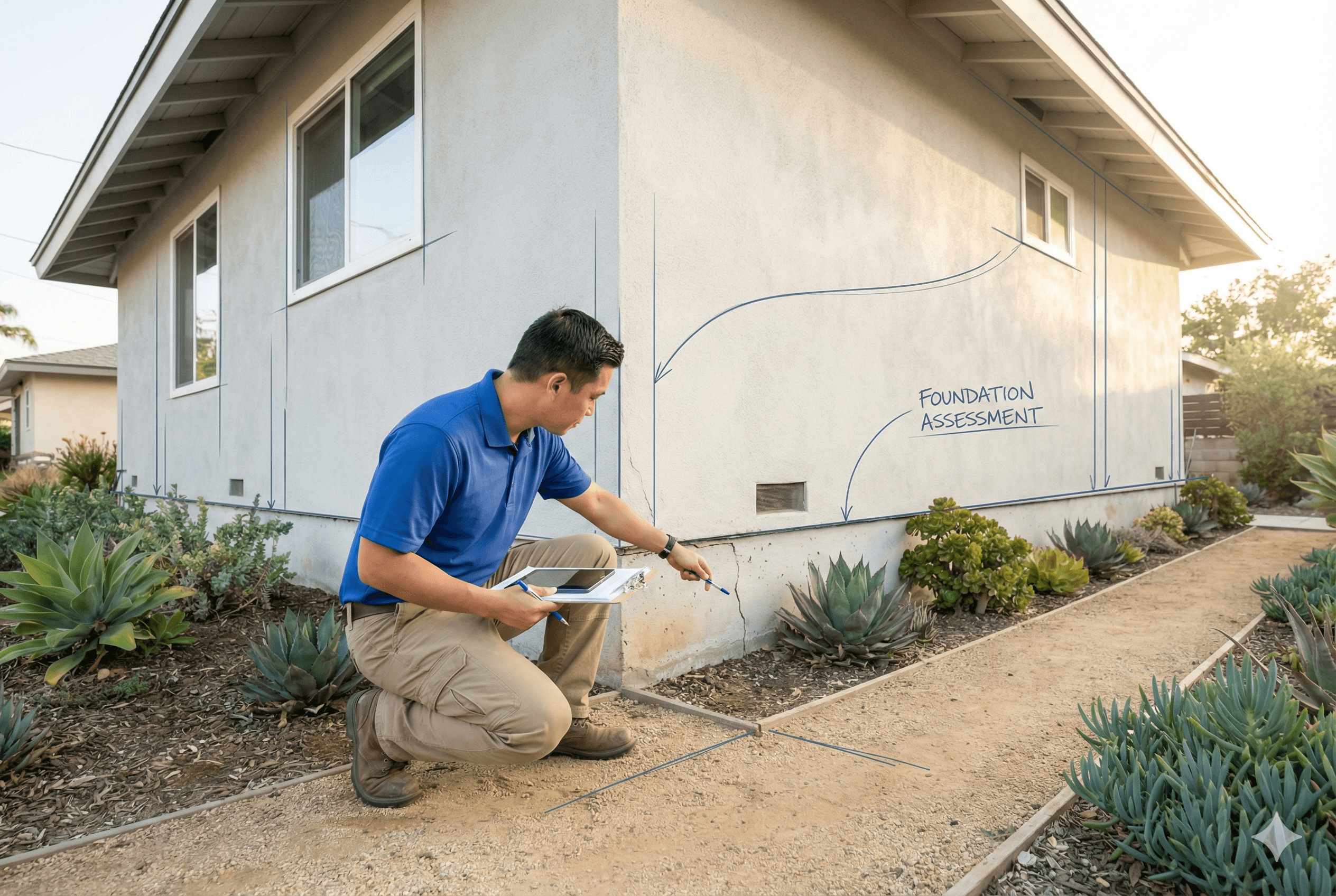 Engineer assessing foundation load capacity before home addition