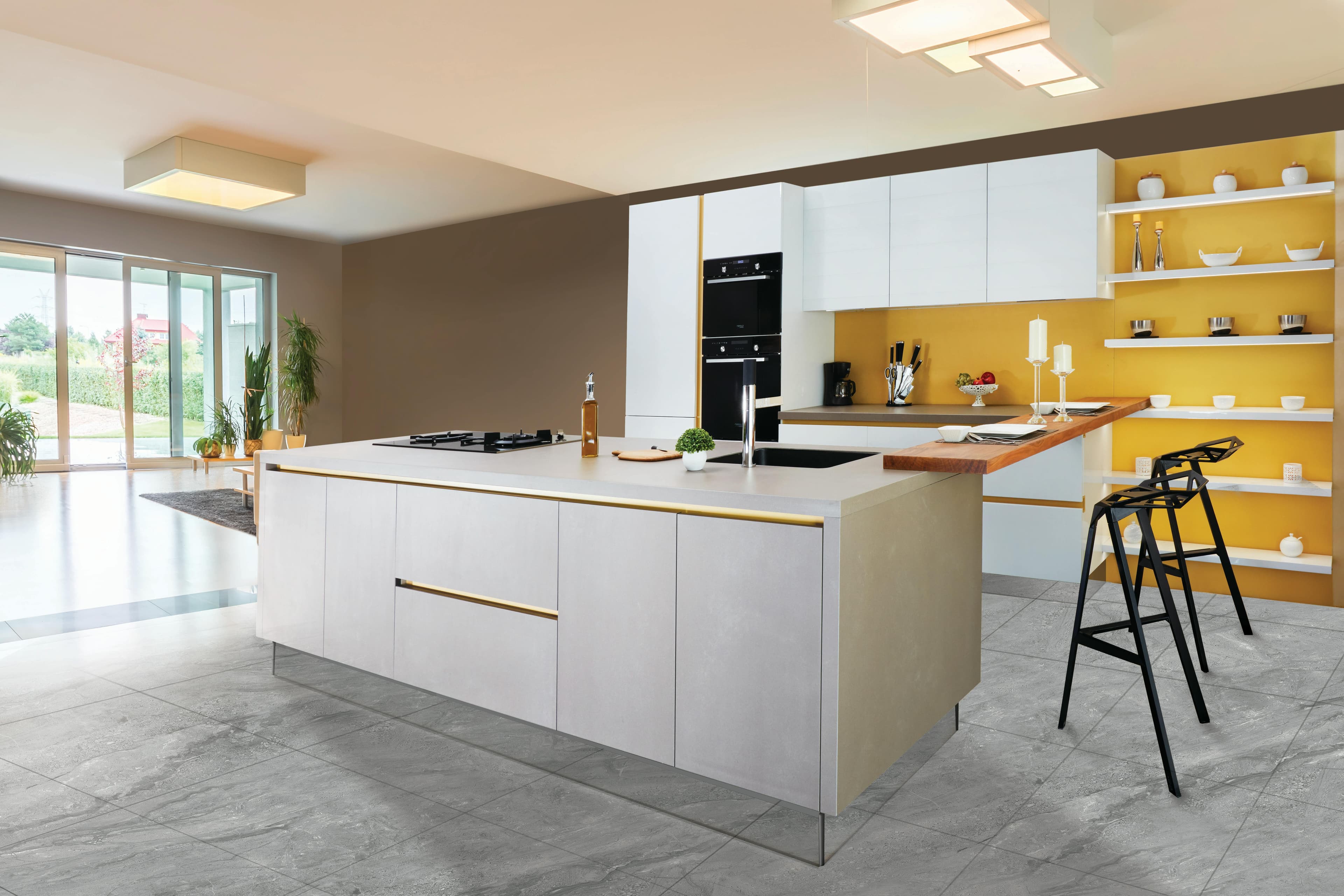 Kitchen renovation with open-concept design and structural modifications