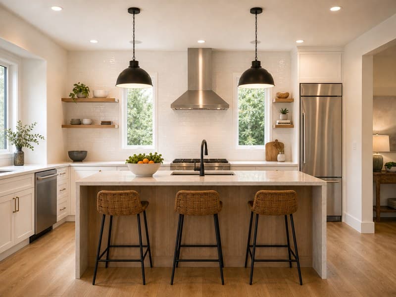 Modern kitchen and bathroom interior design for a California home