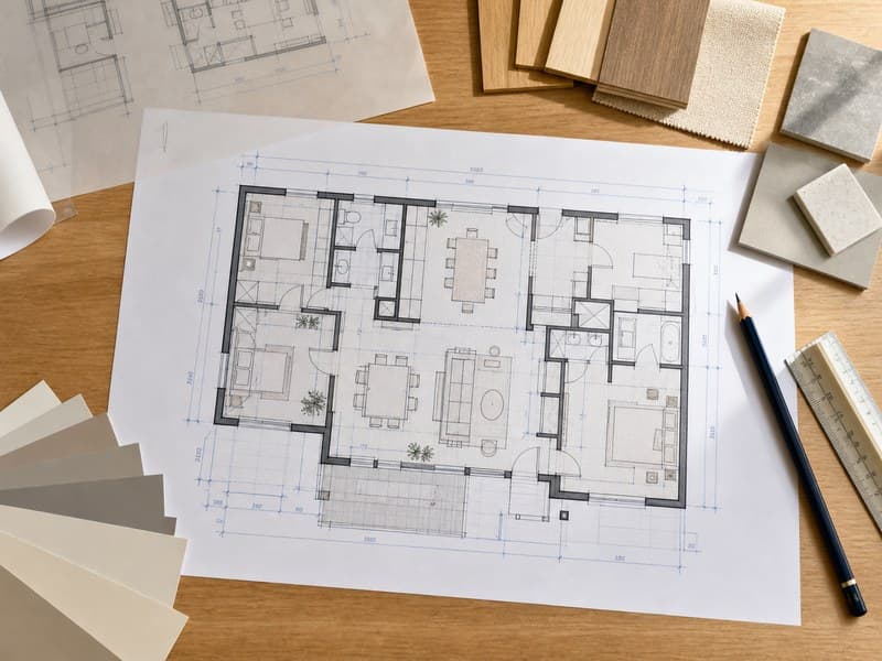 Interior space planning floor plan layout for a California home