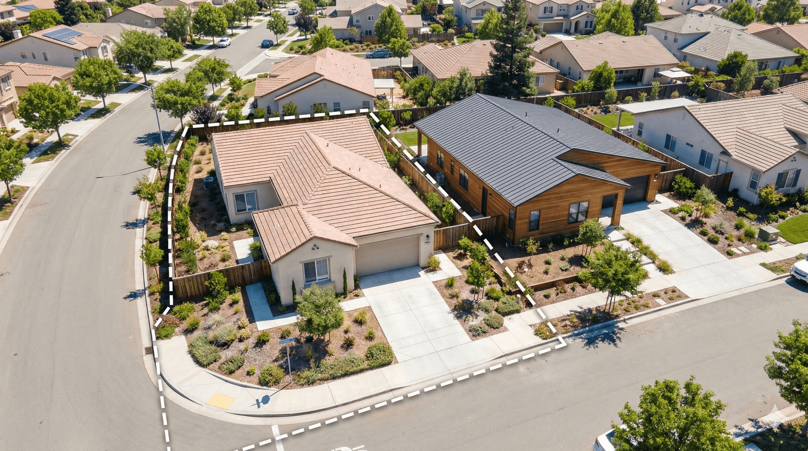 SB9 lot split with two new homes architectural design
